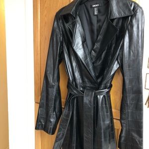 DKNY leather Trench coat
